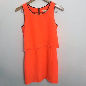 Yumi Orange Coral Scallop Dress